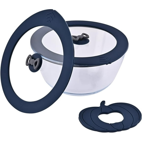 2 Pack Replacement Lids for Pyrex 7402-PC 6/7 Cup Glass Containers Mixing Bowl Silicone Storage Cover Leakproof Navy