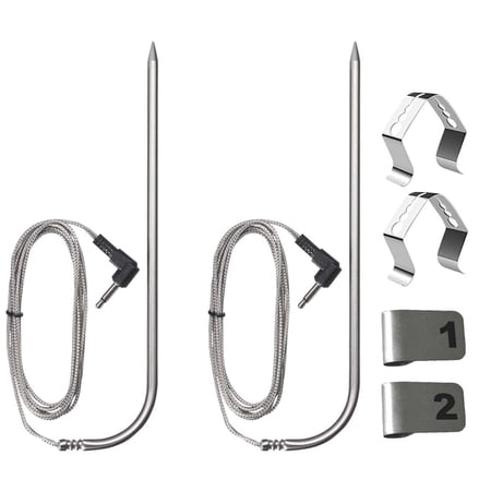 JZW-Shop 2-Pack Replacement Meat Probe for Pit Boss Pellet Grill, 3.5mm Plug Thermometer with Clips & Tags
