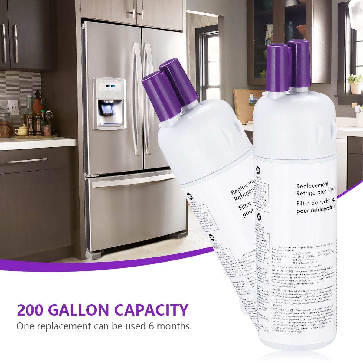 2 Pack Replacement Refrigerator Ice and Water Filter 469081 469930