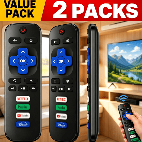 (2 Pack) Replacement Remote Control Compatible with Ro*ku TV, for TC*L Ro*ku, for Hisen*se Ro*ku, for Onn Ro*ku, for Sharp Ro*ku (Not for Ro*ku Stick, Box and Players)