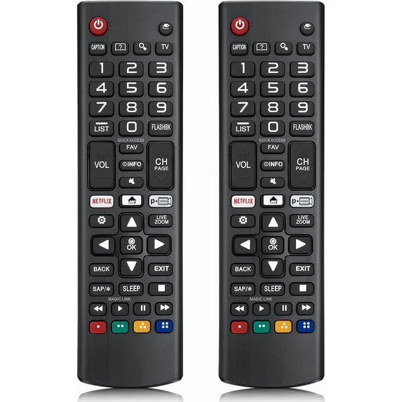HWLFSZ Black (Pack of 2) Universal Remote for LG Smart TV, LCD LED OLED UHD HDTV 3D 4K, 4 Shortcuts