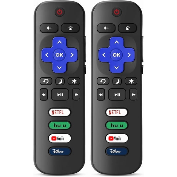 2 Pack Replacement Remote Control Only for Roku TV, Compatible with All TCL/Hisense/Onn/Sharp/Philips / (Not for Roku Stick, Box or Speaker)((Obsidian Black)