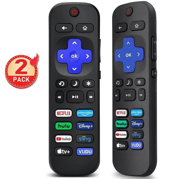 [2 Pack] Replacement Remote for Roku TV, Upgraded 8 Shortcut Keys, Universal for TCL/Hisense/Onn/LG/Westinghouse/Insignia Branded Roku Smart Television