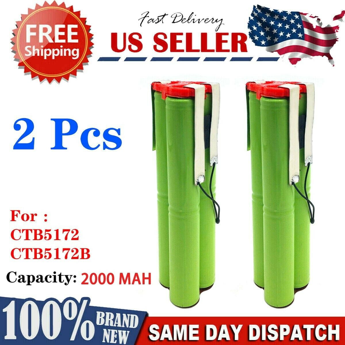 SnapOn 2 Pack Rechargeable Replacement Battery CTB5172 7.2V NiMH