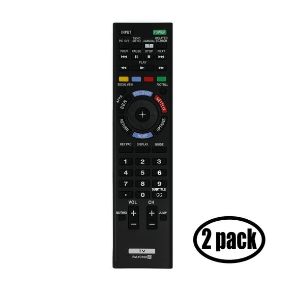 2 Pack Replacement Sony RM-YD103 TV Remote Control for Sony KDL70X830B Television