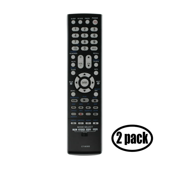 2 Pack Replacement Toshiba CT-90302 TV Remote Control for Toshiba 42HL67 Television