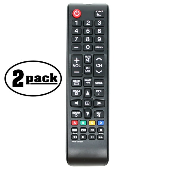 2-Pack Replacement UN60J6200AF/XZA TV Remote Control for Samsung TV - Compatible with BN59-01199F Samsung TV Remote Control
