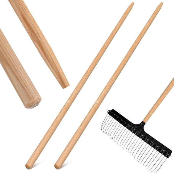 2 Pack Replacement Wood Handle for Leaf Rake 48 Inch Handle Repair F/Leaf Rake for Yard Lawns Garden