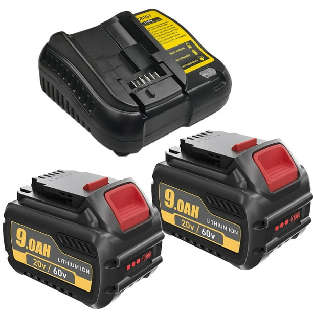 2 Pack Replacement for Dewalt 20V 60V Battery and Charger 9.0AH DCB609 2 DCB606 2 DCB612 DCB206 Walmart Business Supplies