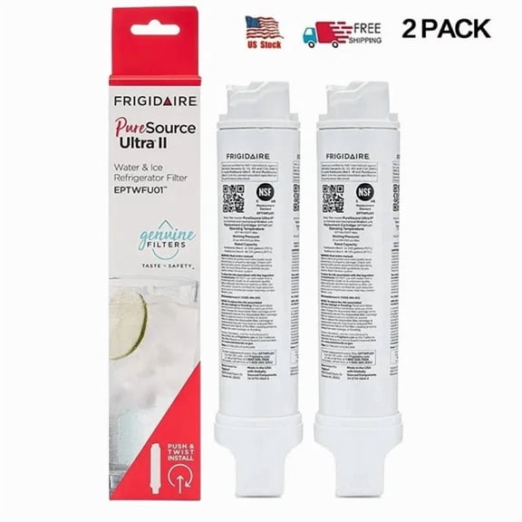 2-Pack Replacement for Frigidaire EPTWFU01 PureSource Ultra II Refrigerator Water Filter, Original OEM Replacement Cartridge