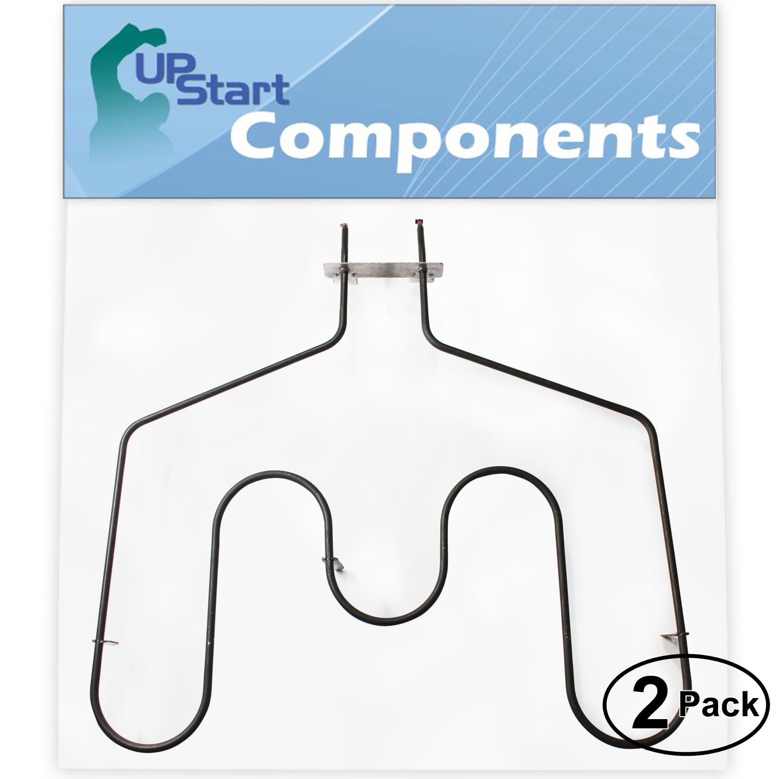 2-Pack Replacement for General Electric JBP71EK1BB Bake Element - Compatible with General Electric WB44T10011 Oven Heating Element