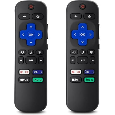 [2 Pack] Replacement for Roku-TV-Remote,Compatible for TCL Roku/Hisense Roku/Onn Roku/Sharp Roku Series Smart TVs (Not for Roku Stick and Box)