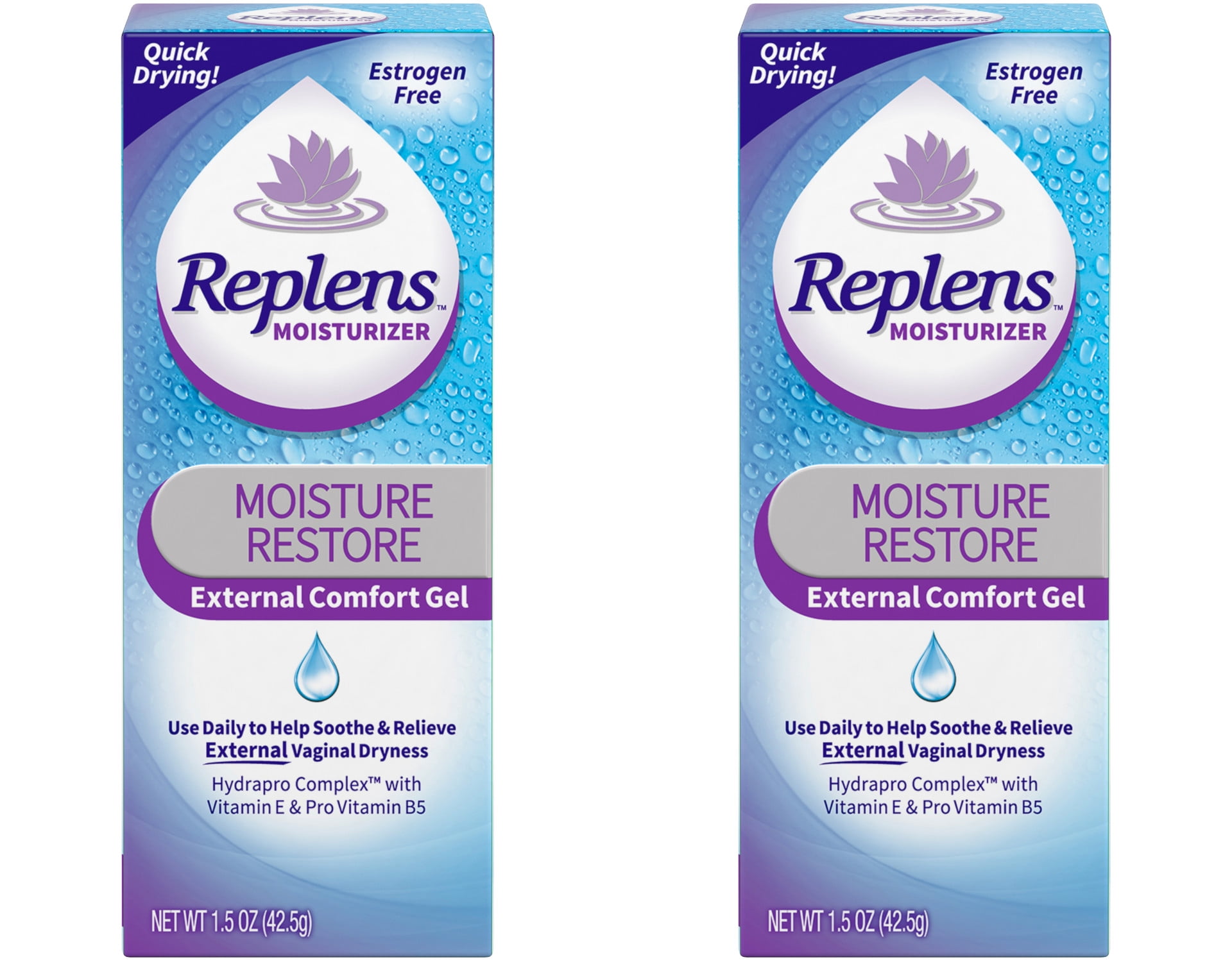 2 Pack Replens Moisture Restore External Comfort Gel 1.5oz Each