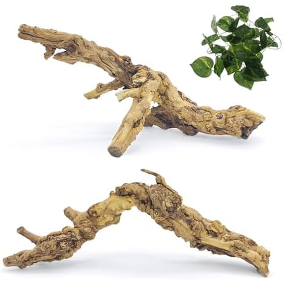 2 Pack Reptile Wood Branches, Snake Climbing Branch Natural Bearded Dragon Log Tank Accessories Tree Trunk for Chameleon Gecko Snake Frog Spider