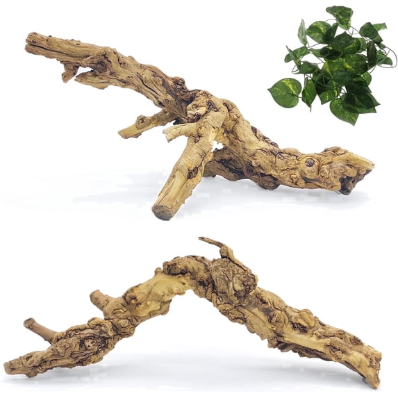 2PCS Reptile Wood Branches, Snake Climbing Branch Natural Bearded Dragon Log Tank Accessories Tree Trunk for Chameleon Gecko Snake Frog Spider