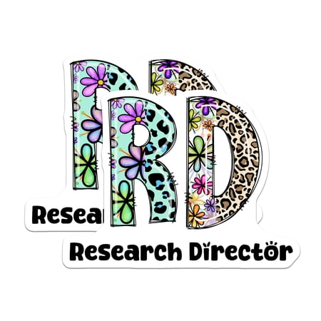 (2 Pack) Research Director Magnets - Floral Leopard RD Initials - Cute Job Title Decor - 5" On Longest Side - Premium Magnet - for Cars, Refrigerators, Toolboxes, Lockers - Made in USA - MAG16299