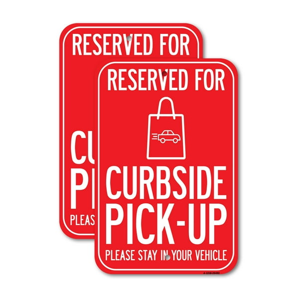 (2 Pack) Reserved For Curbside Pick-up | 12" X 18" Heavy-Gauge Aluminum Sign | Rust Free Aluminum, Weather Resistant, Waterproof, Fade Resistant, 2 Pre-drilled Holes