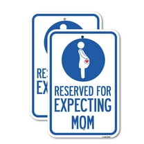 (2 Pack) Reserved for Expecting Mom with Graphic | 12" X 18" Heavy-Gauge Aluminum Sign | Rust Free Aluminum, Weather Resistant, Waterproof, Fade Resistant, 2 Pre-drilled Holes