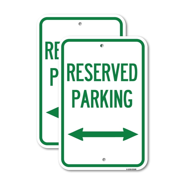 (2 Pack) Reserved Parking (Arrow Pointing Left and Right) | 12" X 18" Heavy-Gauge Aluminum Sign | Rust Free Aluminum, Weather Resistant, Waterproof, Fade Resistant, 2 Pre-drilled Holes