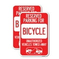 thumbnail image 1 of (2 Pack) Reserved Parking for Bicycle Unauthorized Vehicles Towed Away (With Tow Away Graphic) | 18" X 24" Heavy-Gauge Aluminum Sign | Rust Free Aluminum, Weather Resistant, Waterproof,, 1 of 4