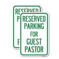 thumbnail image 1 of (2 Pack) Reserved Parking for Guest Pastor | 18" X 24" Heavy-Gauge Aluminum Sign | Rust Free Aluminum, Weather Resistant, Waterproof, Fade Resistant, 2 Pre-drilled Holes, 1 of 4