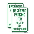 thumbnail image 1 of (2 Pack) Reserved Parking for Pastor or Her Husband | 18" X 24" Heavy-Gauge Aluminum Sign | Rust Free Aluminum, Weather Resistant, Waterproof, Fade Resistant, 2 Pre-drilled Holes, 1 of 4