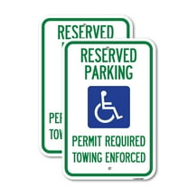 (2 Pack) Reserved Parking Permit Required Towing Enforced (With Graphic) | 18" X 24" Heavy-Gauge Aluminum Sign | Rust Free Aluminum, Weather Resistant, Waterproof, Fade Resistant, 2