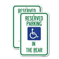 thumbnail image 1 of (2 Pack) Reserved Parking in the Rear (With Graphic) | 12" X 18" Heavy-Gauge Aluminum Sign | Rust Free Aluminum, Weather Resistant, Waterproof, Fade Resistant, 2 Pre-drilled Holes, 1 of 4