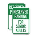 thumbnail image 1 of (2 Pack) Reserved Parking - for Senior Adults | 12" X 18" Heavy-Gauge Aluminum Sign | Rust Free Aluminum, Weather Resistant, Waterproof, Fade Resistant, 2 Pre-drilled Holes, 1 of 4