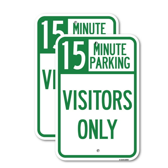 (2 Pack) Reserved Parking Sign 15 Minute Parking for Visitors Only | 18" X 24" Heavy-Gauge Aluminum Sign | Rust Free Aluminum, Weather Resistant, Waterproof, Fade Resistant, 2