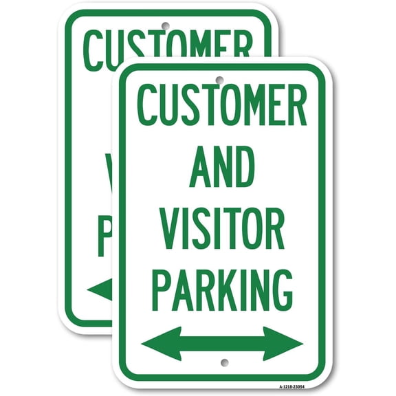 (2 Pack) Reserved Parking Sign Customer and Visitor Parking (Bidirectional Arrow) | 8" X 12" Heavy-Gauge Aluminum Sign | Rust Free Aluminum, Weather Resistant, Waterproof, Fade Resistant