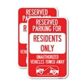 thumbnail image 1 of (2 Pack) Reserved Parking Sign Reserved Parking for Residents Only, Unauthorized Vehicles Towed Away (With Car Tow Graphic) | 18" X 24" Heavy-Gauge Aluminum Sign | Rust Free Aluminum, 1 of 4