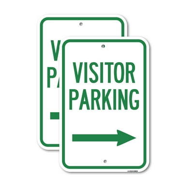 (2 Pack) Reserved Parking Sign Visitor Parking (Arrow Pointing Right) | 18" X 24" Heavy-Gauge Aluminum Sign | Rust Free Aluminum, Weather Resistant, Waterproof, Fade Resistant, 2