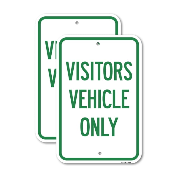 (2 Pack) Reserved Parking Sign Visitor Vehicles Only | 12" X 18" Heavy-Gauge Aluminum Sign | Rust Free Aluminum, Weather Resistant, Waterproof, Fade Resistant, 2 Pre-drilled Holes