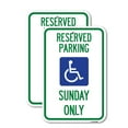 thumbnail image 1 of (2 Pack) Reserved Parking Sunday Only (With Graphic | 18" X 24" Heavy-Gauge Aluminum Sign | Rust Free Aluminum, Weather Resistant, Waterproof, Fade Resistant, 2 Pre-drilled Holes, 1 of 4