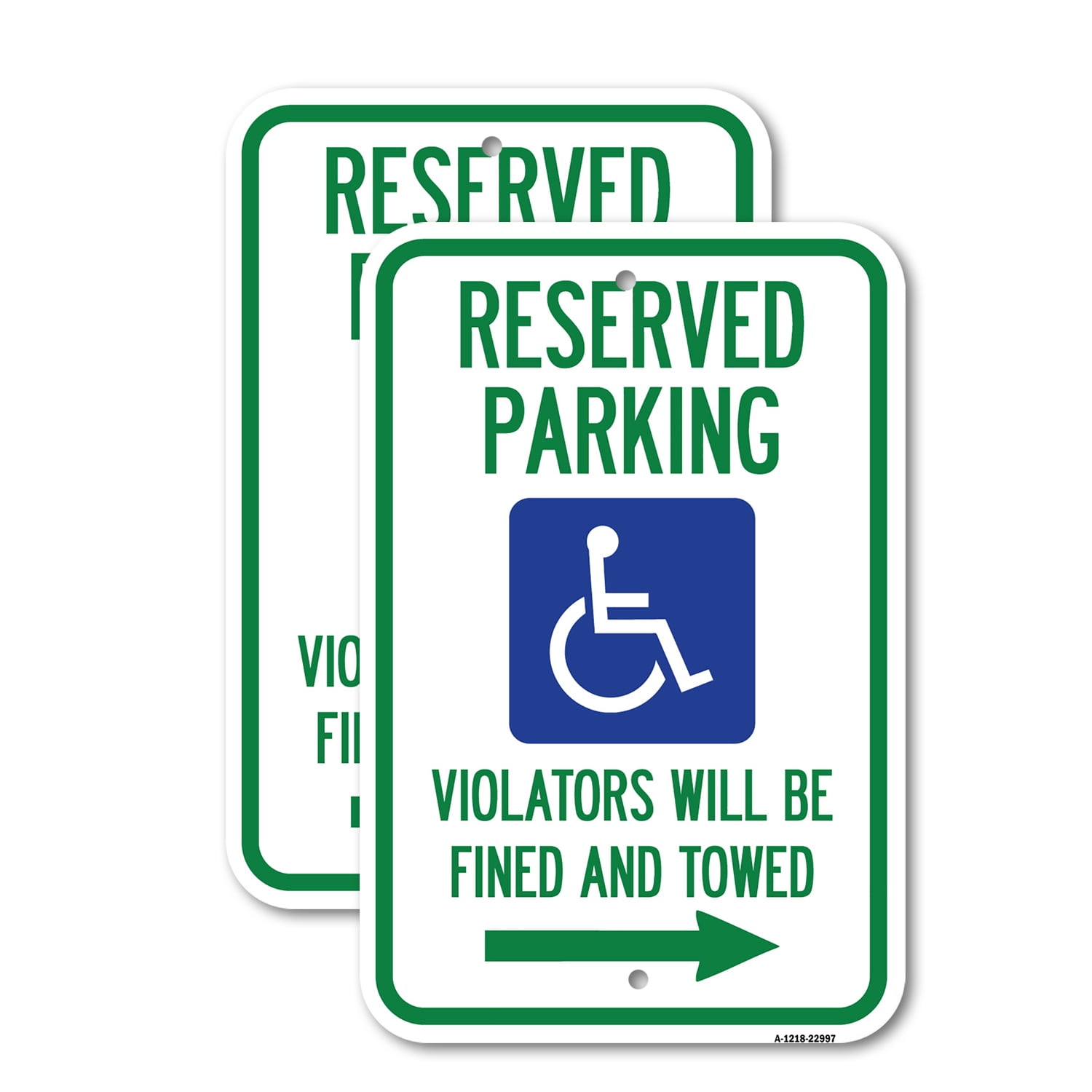 (2 Pack) Reserved Parking Violators Will Be Fined and Towed (Right ...