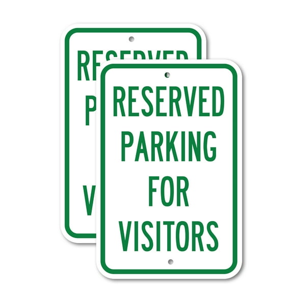 (2 Pack) Reserved Parking For Visitors | 12" X 18" Heavy-Gauge Aluminum Sign | Rust Free Aluminum, Weather Resistant, Waterproof, Fade Resistant, 2 Pre-drilled Holes