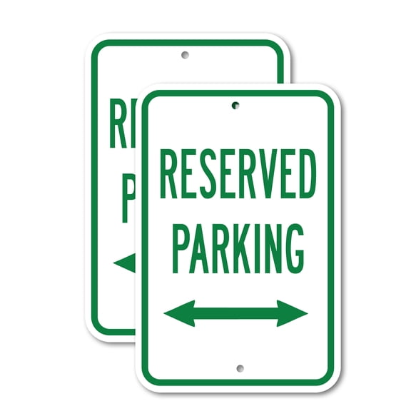 (2 Pack) Reserved Parking with double arrow | 18" X 24" Heavy-Gauge Aluminum Sign | Rust Free Aluminum, Weather Resistant, Waterproof, Fade Resistant, 2 Pre-drilled Holes