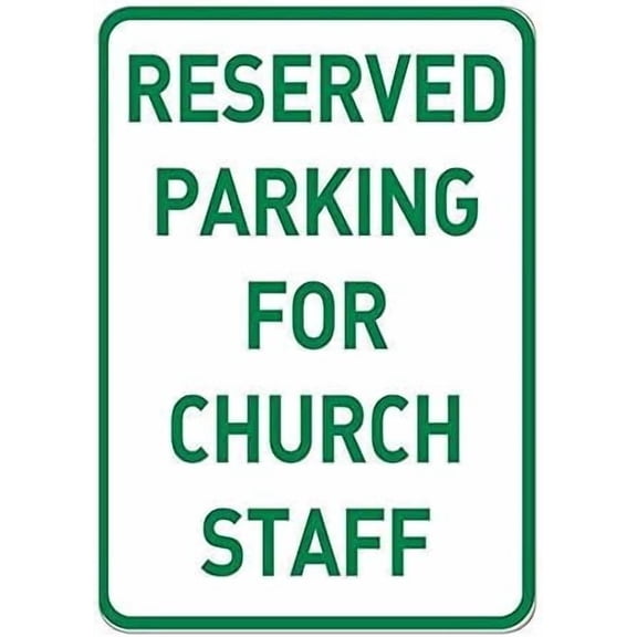 2 Pack Reserved Parking for Church Staff Church Sign Parking Sign Safety Traffic Sign Notice Sign Warning Sign 12X8 Inches Metal Tin Sign
