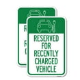 thumbnail image 1 of (2 Pack) Reserved for Recently Charged Vehicle with Graphic | 18" X 24" Heavy-Gauge Aluminum Sign | Rust Free Aluminum, Weather Resistant, Waterproof, Fade Resistant, 2 Pre-drilled, 1 of 4