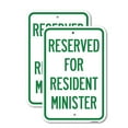 thumbnail image 1 of (2 Pack) Reserved for Resident Minister | 12" X 18" Heavy-Gauge Aluminum Sign | Rust Free Aluminum, Weather Resistant, Waterproof, Fade Resistant, 2 Pre-drilled Holes, 1 of 4