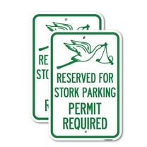 (2 Pack) Reserved for Stork Parking Permit Required (With Graphic | 12" X 18" Heavy-Gauge Aluminum Sign | Rust Free Aluminum, Weather Resistant, Waterproof, Fade Resistant, 2