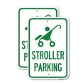thumbnail image 1 of (2 Pack) Reserved Stroller Parking (With Graphic) | 12" X 18" Heavy-Gauge Aluminum Sign | Rust Free Aluminum, Weather Resistant, Waterproof, Fade Resistant, 2 Pre-drilled Holes, 1 of 4