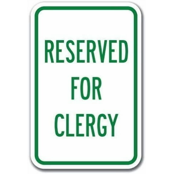 2 Pack Reserved for Clergy 12x8 Inches Metal Tin Sign - Church Parking Safety Sign - Formal/Religious Industrial Style