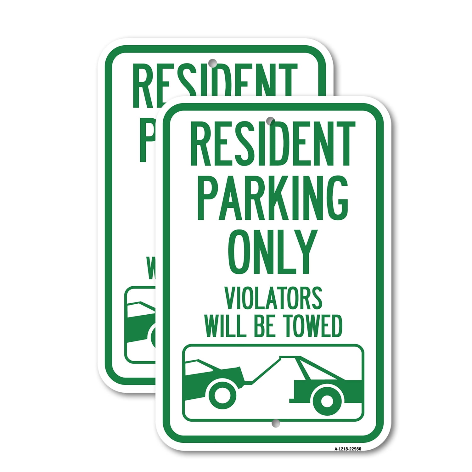 (2 Pack) Resident Parking Only Violators Will Be Towed (with Vehicle 