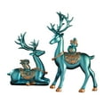 thumbnail image 1 of 2 Pack Resin Christmas Reindeer Figurines Deer Statues Elk Sculpture Deer Ornaments for Living Figurine Statues TV Cabinet Home Office Wine Cabinet Decoration (Blue), 1 of 6