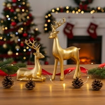 2 Pack Resin Christmas Reindeer Figurines, Resin Deer Christmas Decoration, Elk Sculpture Deer Ornaments, Ideal for Home Decor, TV Cabinet Home Office Wine Cabinet Decoration
