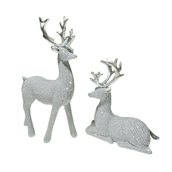 2-Pack Resin Deer Ornaments for Christmas Home Decor - Luxurious, High-Quality Craftsmanship for Living Room, Mantel, or Shelf Display