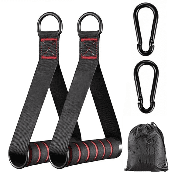 2 Pack Resistance Band Handles, Heavy Duty D-Ring Cable Machine Handles with Rubber Grip for Home Gym Workout, Strength Training and Fitness Equipment