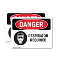 thumbnail image 1 of (2 Pack) Respirator Required OSHA Danger Sign 24 Inch X 18 Inch Indoor / Outdoor Rust-Free Aluminum Metal Signs for Workplace, Workshop, and Construction Site, Made in the USA, 1 of 8